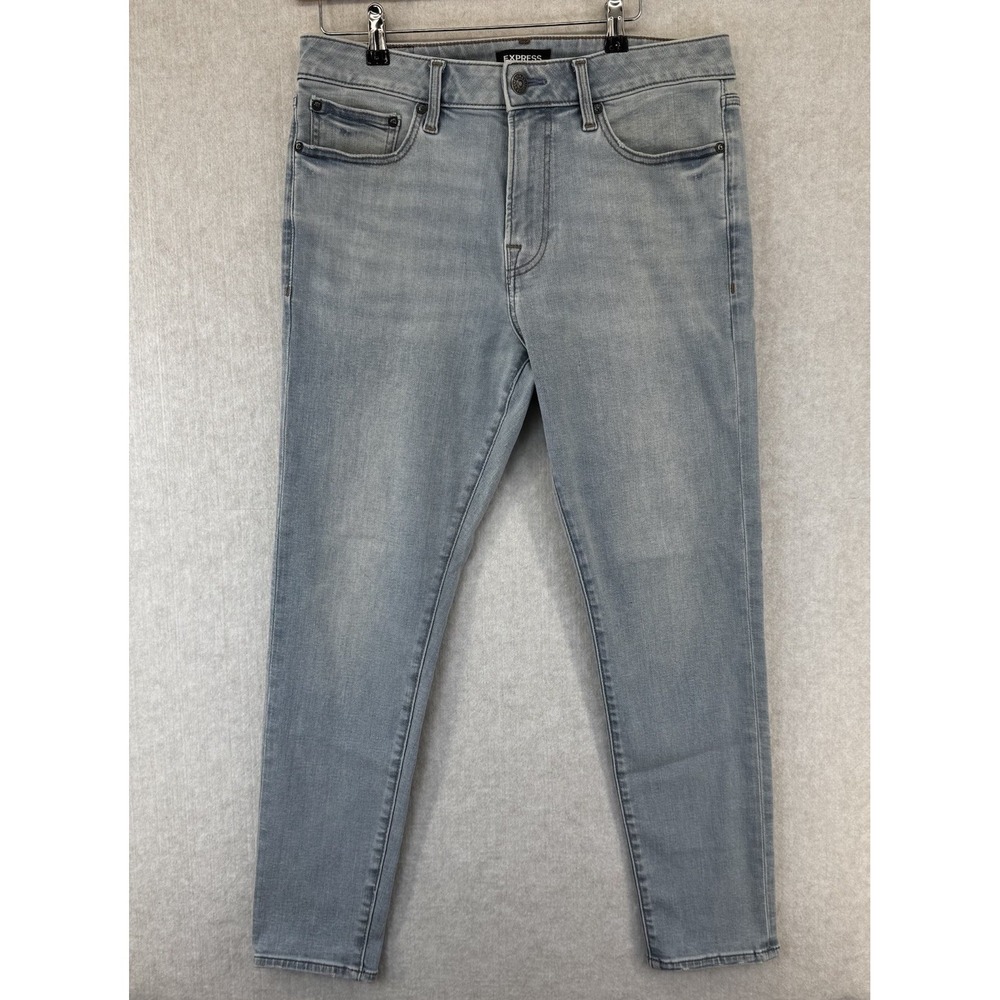 Express Men's Skinny Jeans Sz 31x30 Light Wash Blue Stretch Denim